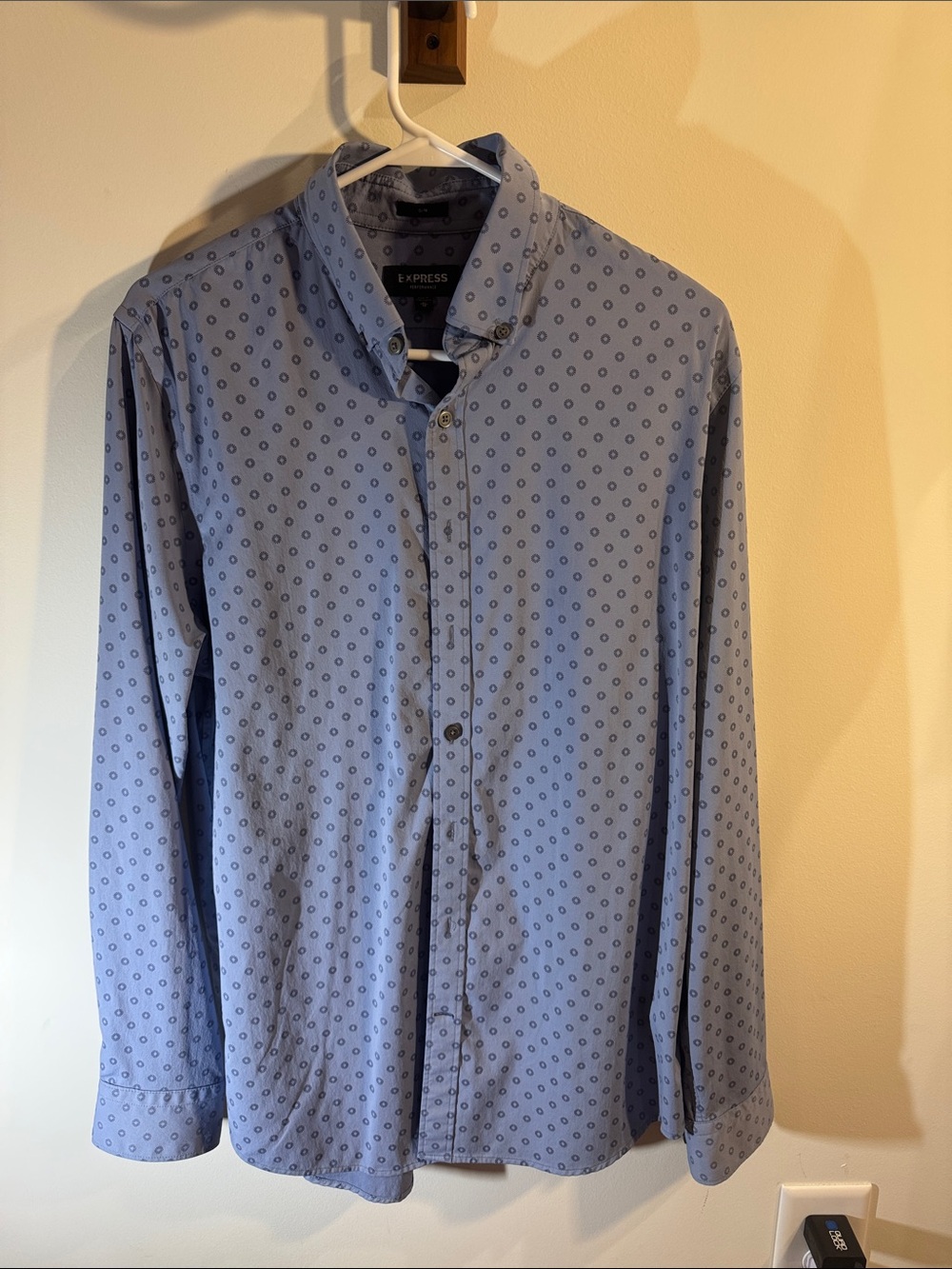 Express Light Blue Printed Shirt Jacket